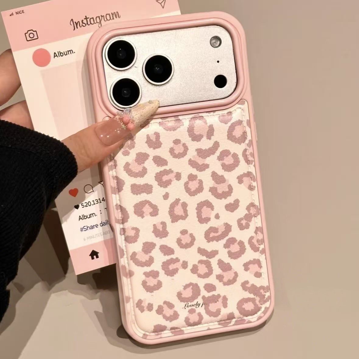 Phone Cases Drop Proof - Simple Korean Pink Retro Leopard Pattern