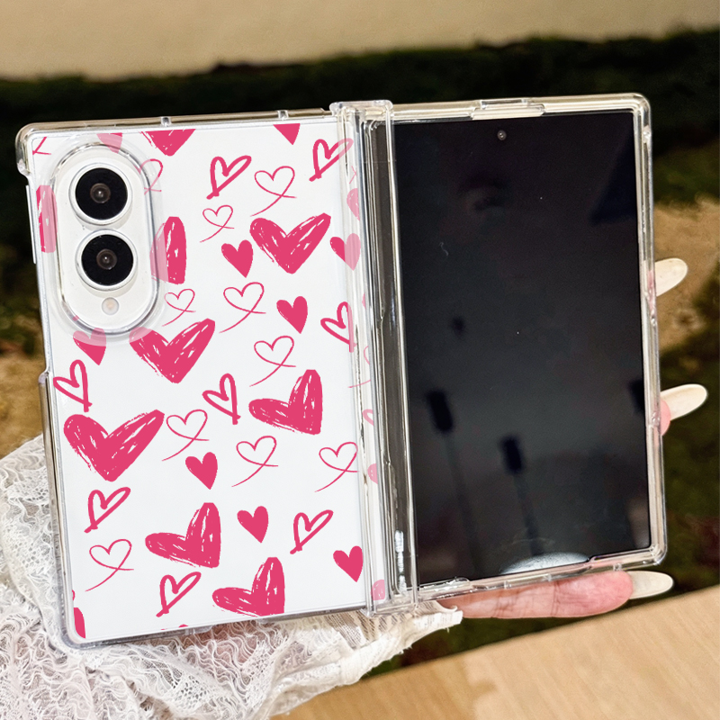 Phone Cases Z Fold 7 - Cute Hearts Pattern Phone Case For