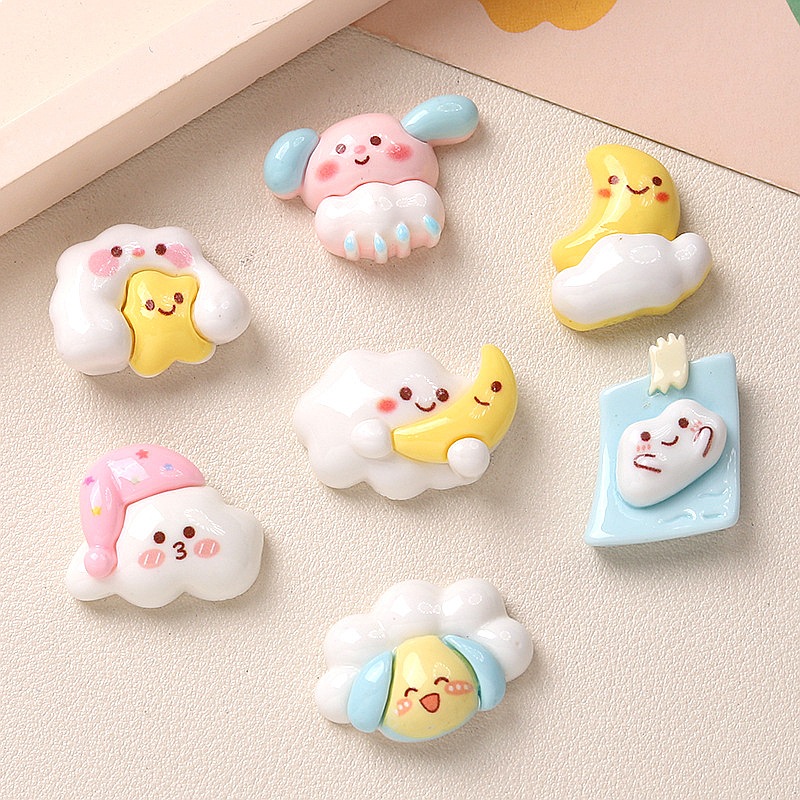 Phone Cases Wholesale - 100pcs Kawaii Resin Cartoon Cloud Flatback