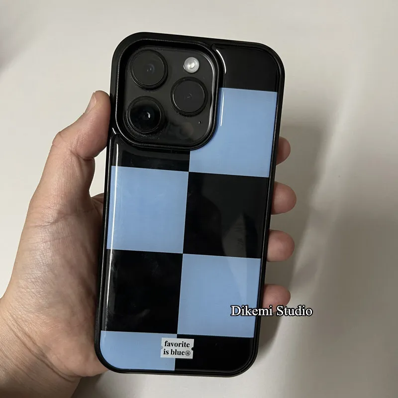 Korean ins Black and Blue Grid - Phone Cases Drop Proof ulasan dan harga
