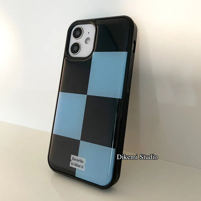 Korean ins Black and Blue Grid - Phone Cases Drop Proof ulasan dan harga