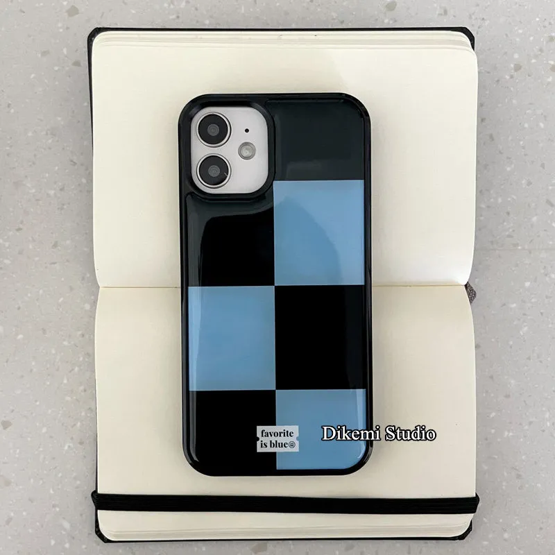 Korean ins Black and Blue Grid - Phone Cases Drop Proof ulasan dan harga