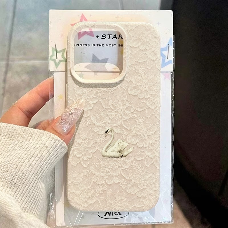 Lace Swan Pattern Lychee Textu - Phone Cases Popular ulasan dan harga